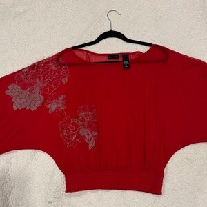 Women’s New York & Company Red Floral Blouse